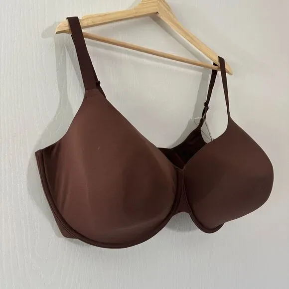 Skims Women's Fits Everybody T-Shirt Demi Bra Smoothing Brown Cocoa Size 44H NWT - Picture 2 of 6